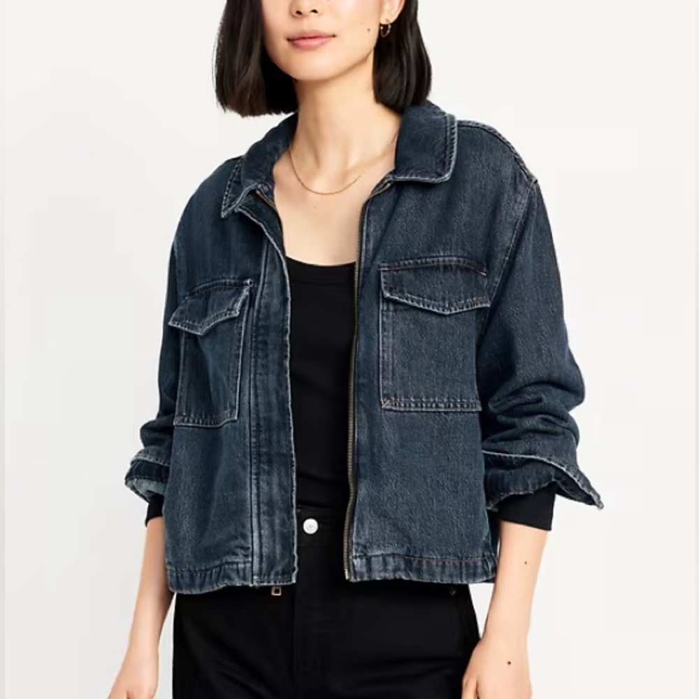 Old Navy Denim Shirt Jacket Shacket Utility Workwear Chore NWT Women’s XL‎